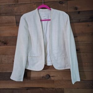 Loft Off White Linen Open Blazer size 14